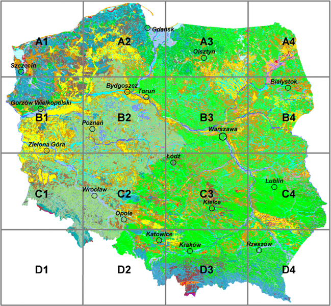 Лист разделение карты потенциальной природной растительности Польши
