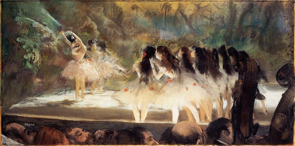 Ballet at the Paris Opers - 1877 - The Art Institute of Chicago (United States) - Drawing - pastel   Сам Дега говорив: «Треба мати високе уявлення про мистецтво;  не про те, що ми робимо зараз, а про те, чого б хотіли в один прекрасний день досягти