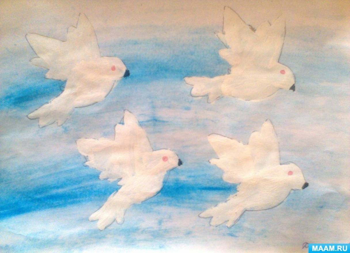 Фотозвіт про заняття з малювання «Голуб миру»   Вираз «голуб миру» з'явилося після закінчення Великої Вітчизняної війни