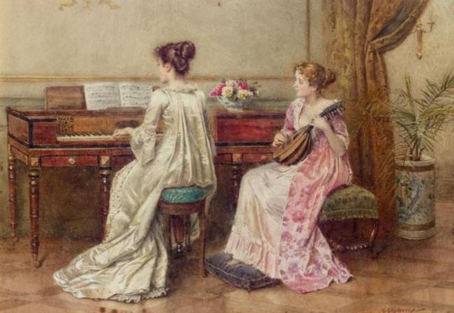 У другій чверті XIX століття фортепіано, нерідко вже вітчизняного виробництва, стає звичайним інструментом дворянського будинку